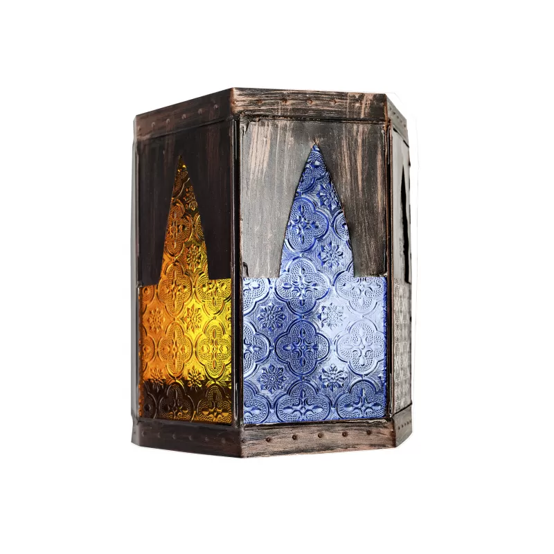 APLIQUE ARTESANAL 1XE27 MARRÓN/COLORES 21,5X18,5 - Wall Applique - 1